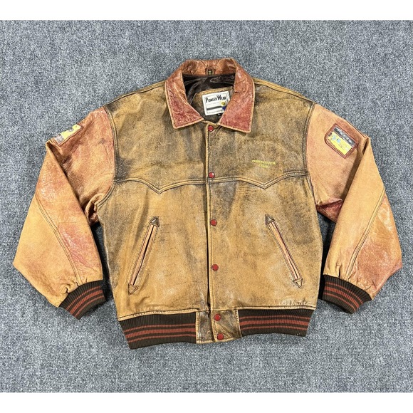 Pioneer Wear Other - Vintage Pioneer Wear Jacket Mens XL Brown Leather Western Ranch Staff Bomber 80s